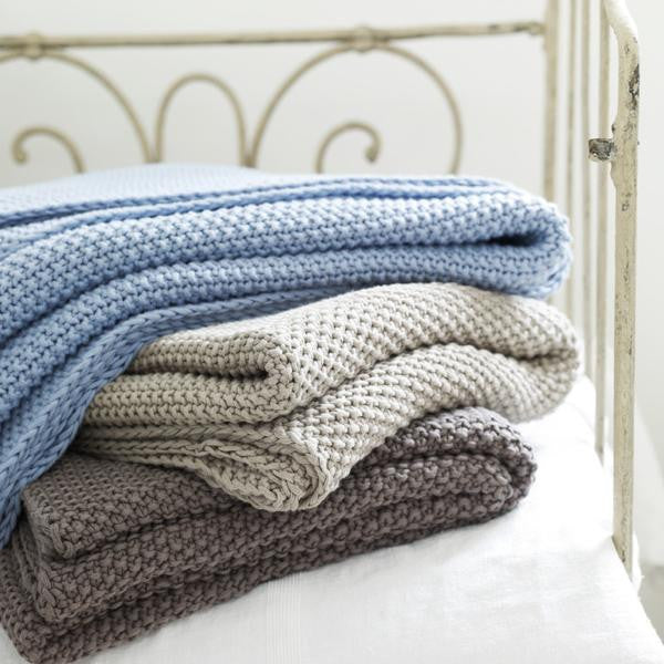 Cotton Moss Stitch Blankets