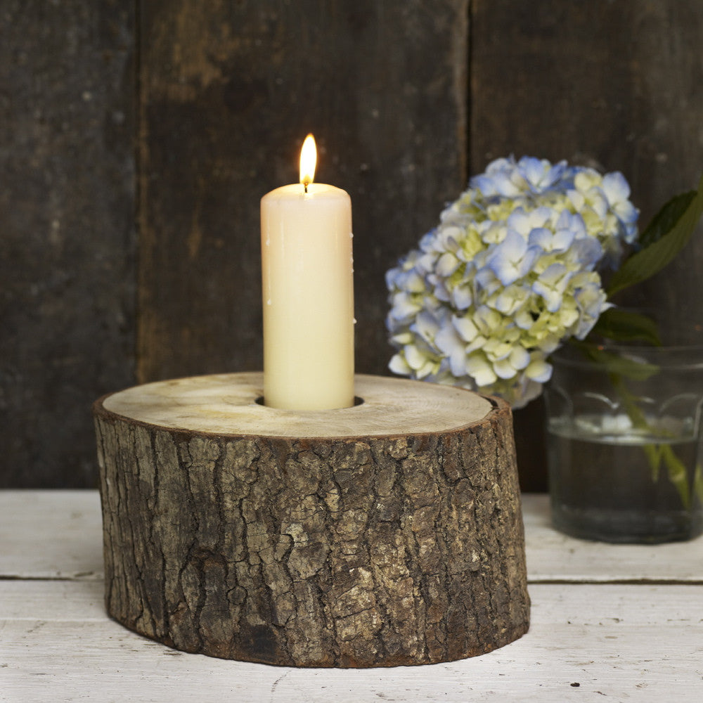 Huge Rustic Log Candle Holder