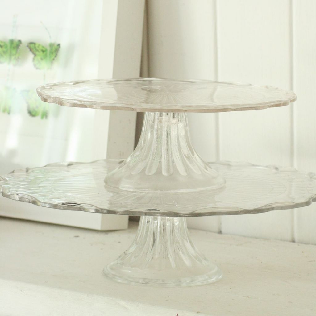 Pressed glass Flat Cake Stand Small