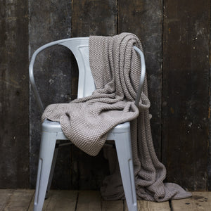 Grey Cotton Moss Stitch Blanket