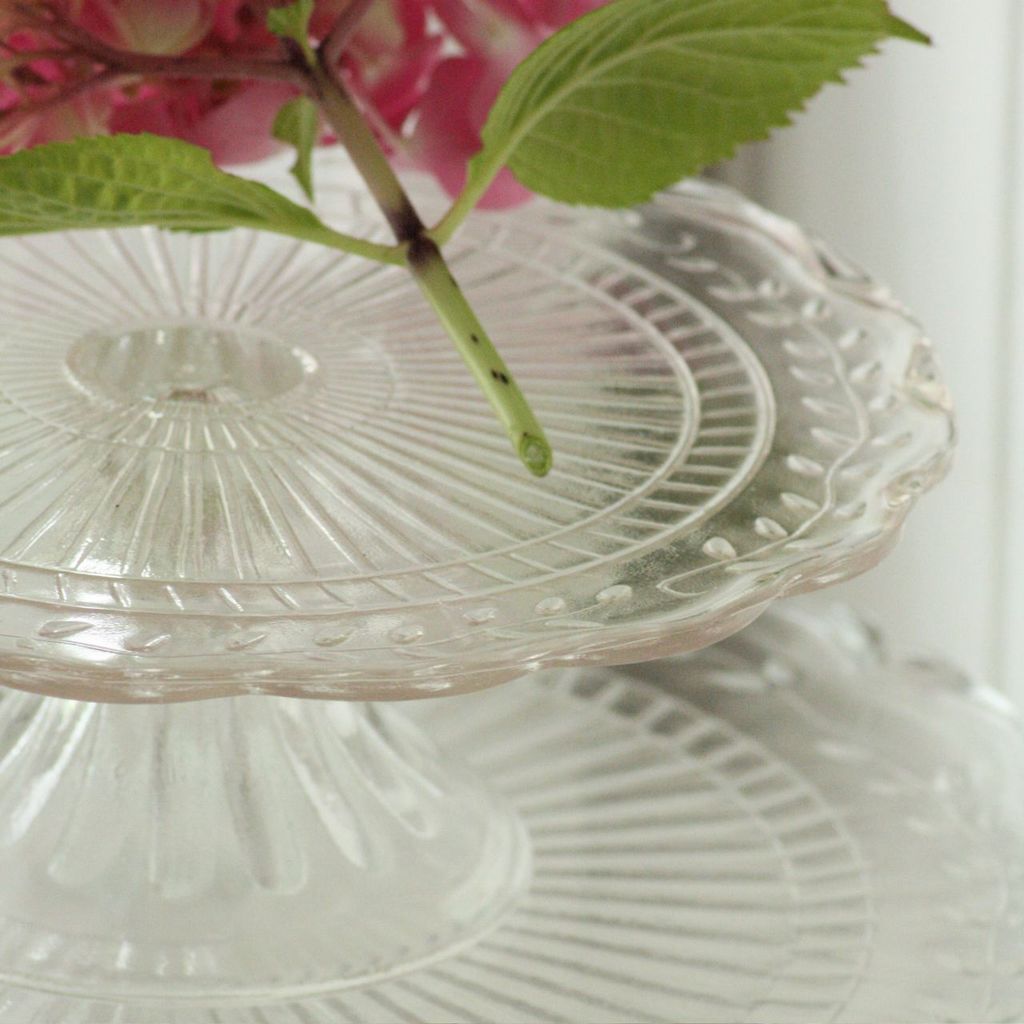 Pressed glass Flat Cake Stand Large